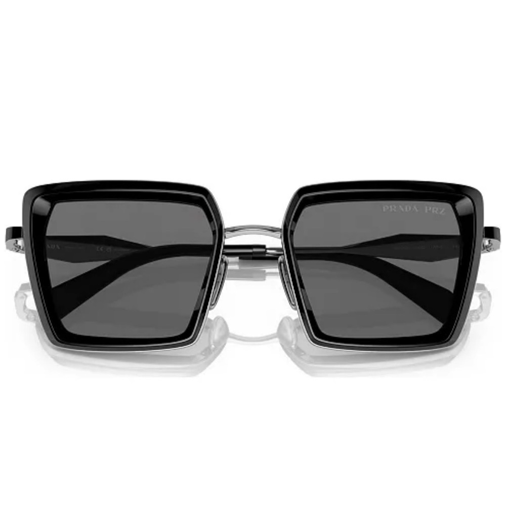 Prada Black and Silver Square Sunglasses